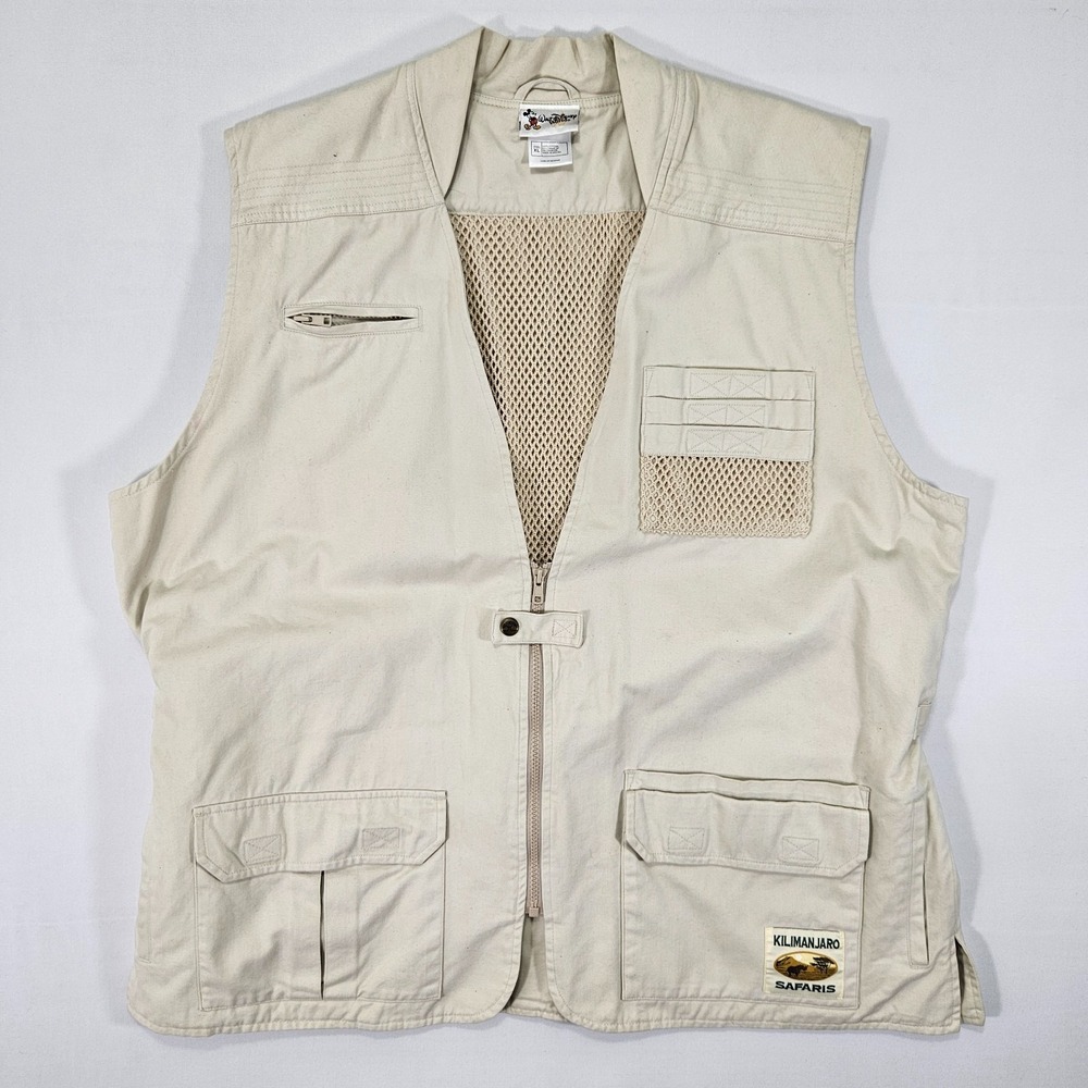 Walt Disney World Men Khaki Kilimanjaro Safaris Vest Animal Kingdom, Size XL